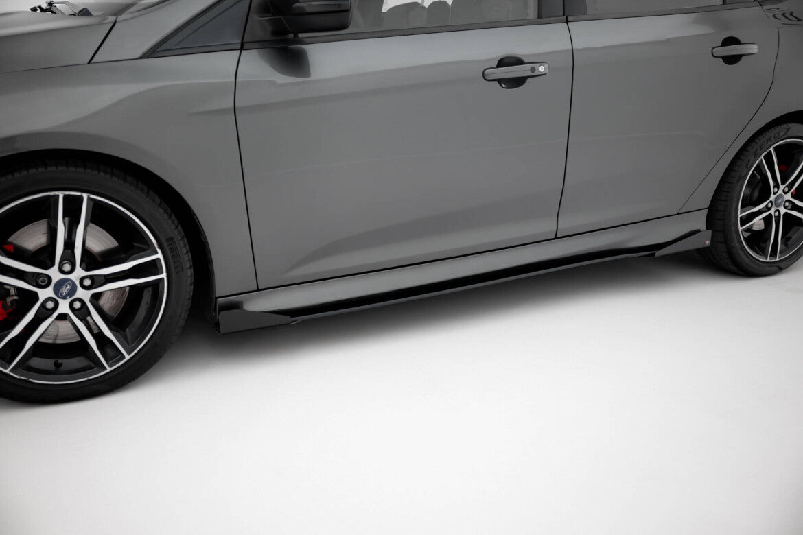 Street Pro Seitenschweller passend für Ford Focus ST Mk3 FL schwarz matt + Hochglanz Flaps