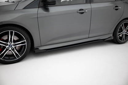 Street Pro Seitenschweller passend für Ford Focus ST Mk3 FL schwarz matt + Hochglanz Flaps
