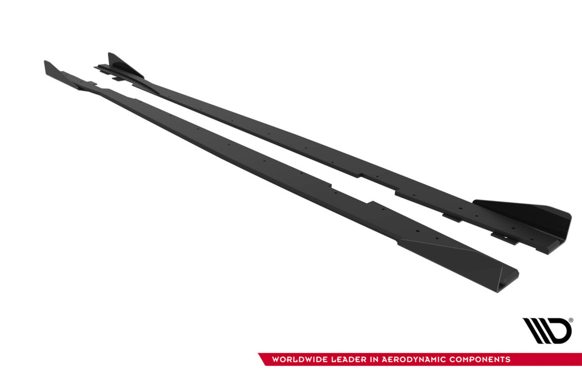Street Pro Seitenschweller passend für Ford Focus ST Mk3 FL schwarz matt + Hochglanz Flaps