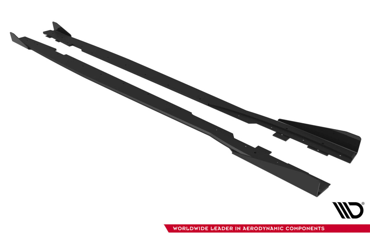 Street Pro Seitenschweller passend für Ford Focus ST Mk3 FL schwarz matt + Hochglanz Flaps