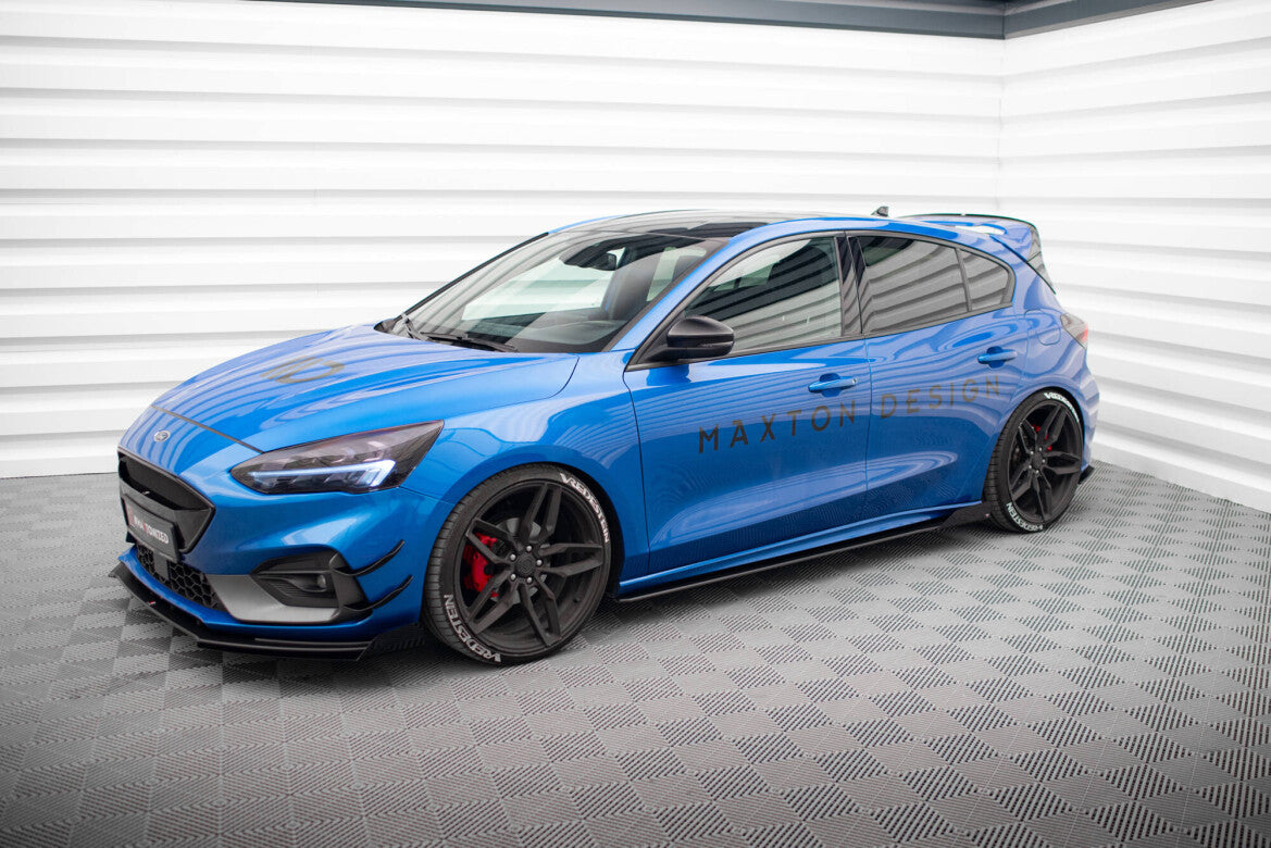Street Pro Seitenschweller passend für Ford Focus ST / ST-Line Mk4 schwarz matt Hochglanz + Flaps