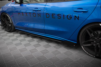 Street Pro Seitenschweller passend für Ford Focus ST / ST-Line Mk4 schwarz matt Hochglanz + Flaps
