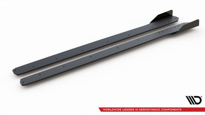 Street Pro Seitenschweller passend für Ford Focus ST / ST-Line Mk4 schwarz matt Hochglanz + Flaps
