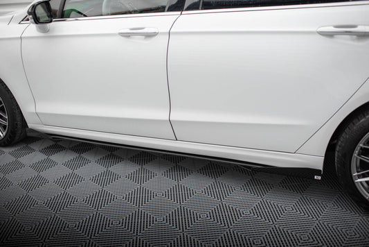 Street Pro Seitenschweller passend für Ford Mondeo Sport Mk5 FL / Fusion Sport Mk2 FL schwarz matt + Hochglanz Flaps