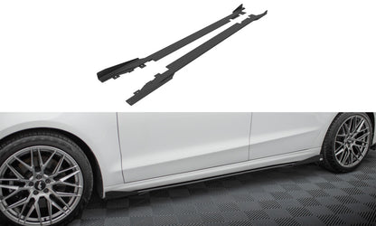 Street Pro Seitenschweller passend für Ford Mondeo Sport Mk5 FL / Fusion Sport Mk2 FL schwarz matt + Hochglanz Flaps