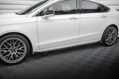 Street Pro Seitenschweller passend für Ford Mondeo Sport Mk5 FL / Fusion Sport Mk2 FL schwarz matt + Hochglanz Flaps