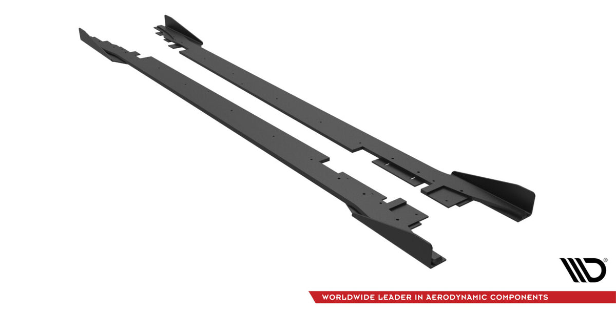 Street Pro Seitenschweller passend für Ford Mondeo Sport Mk5 FL / Fusion Sport Mk2 FL schwarz matt + Hochglanz Flaps