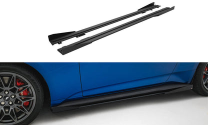 Street Pro Seitenschweller passend für Ford Mustang Dark Horse Mk7 schwarz matt + Hochglanz Flaps