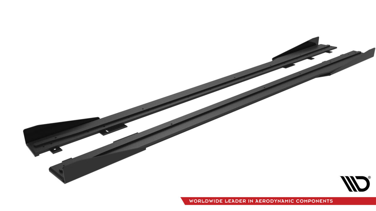 Street Pro Seitenschweller passend für Ford Mustang Dark Horse Mk7 schwarz matt + Hochglanz Flaps