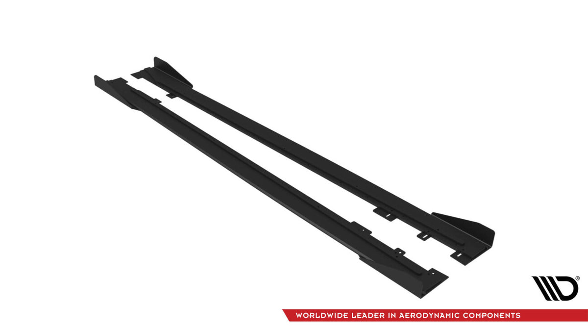 Street Pro Seitenschweller passend für Ford Mustang GT Mk6 roter Kern + Hochglanz Flaps