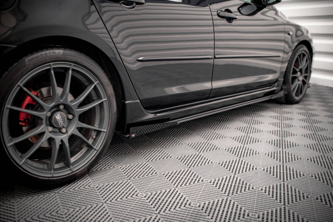 Street Pro Seitenschweller passend für Mazda 3 MPS Mk1 schwarz matt + Hochglanz Flaps