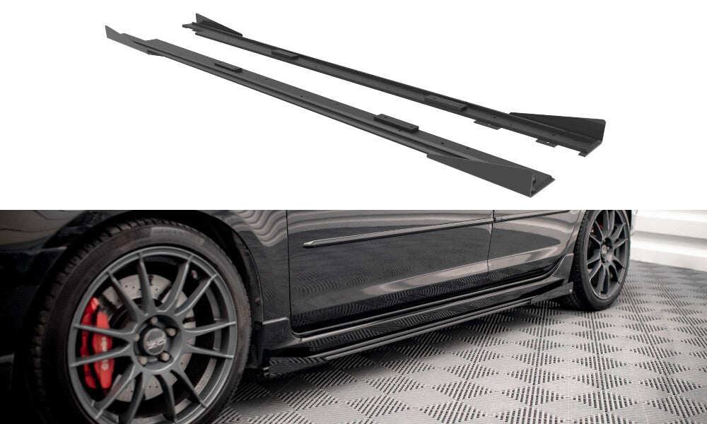 Street Pro Seitenschweller passend für Mazda 3 MPS Mk1 schwarz matt + Hochglanz Flaps