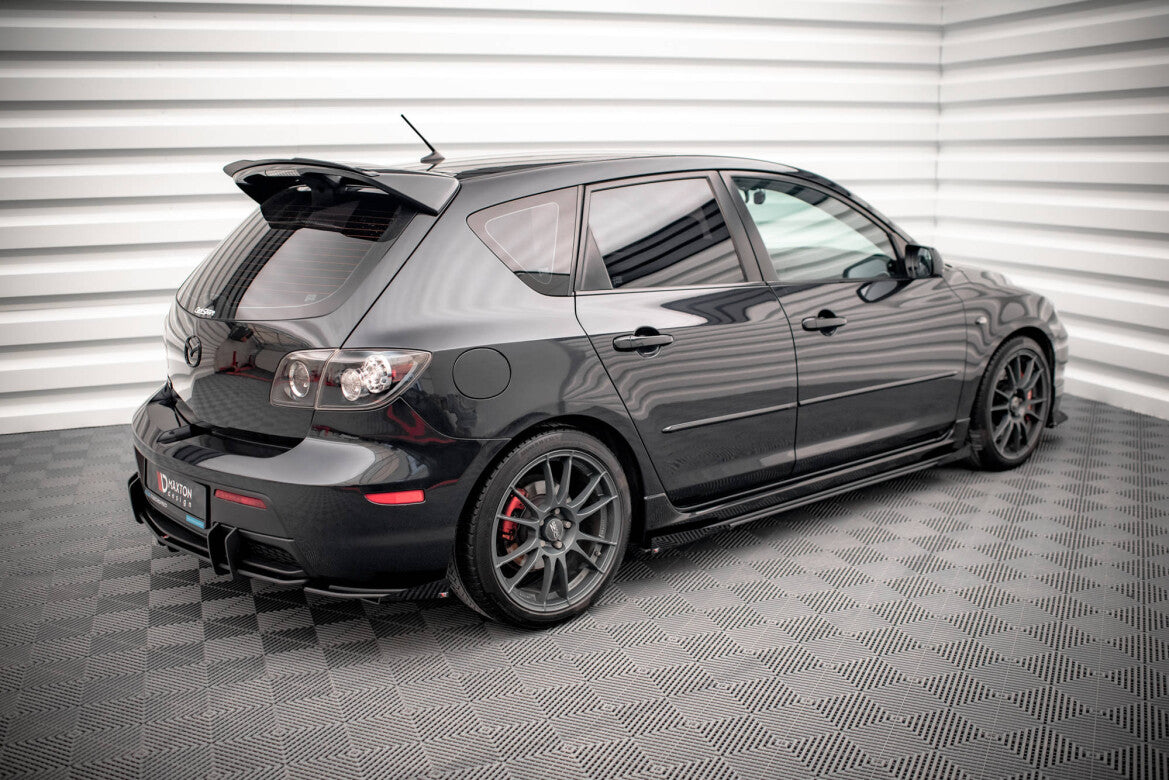 Street Pro Seitenschweller passend für Mazda 3 MPS Mk1 schwarz matt + Hochglanz Flaps