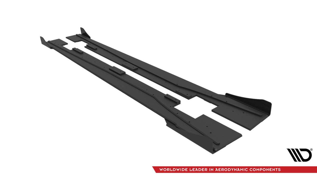 Street Pro Seitenschweller passend für Mercedes A 45 AMG W176 FL schwarz matt + Hochglanz Flaps