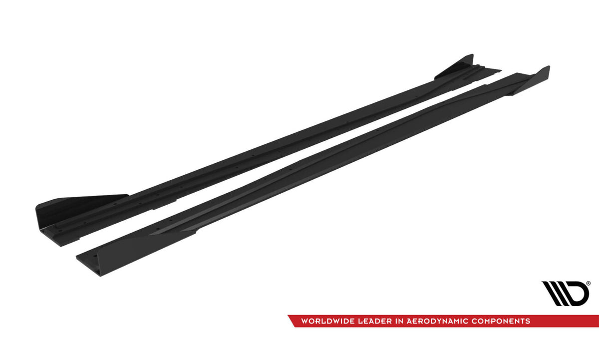 Street Pro Seitenschweller passend für Mercedes A AMG-Line W176 FL schwarz matt + Hochglanz Flaps