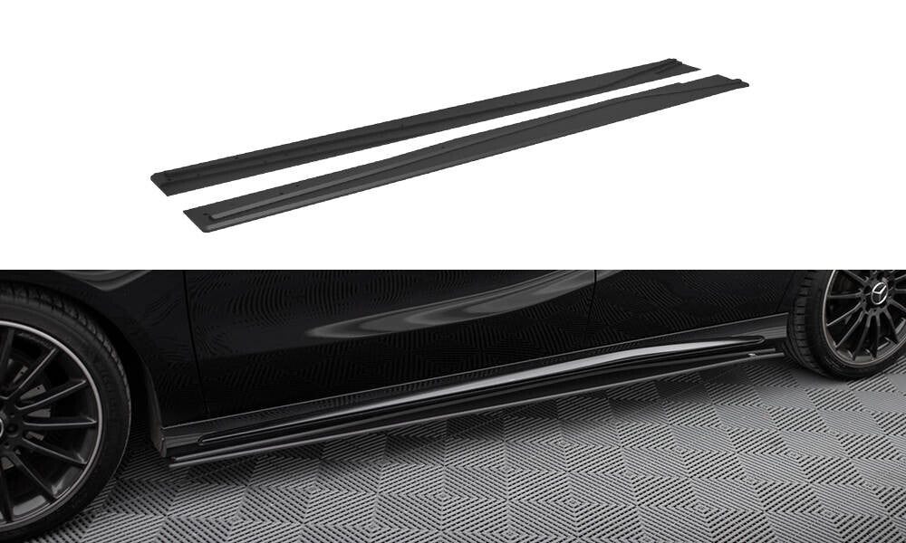 Street Pro Seitenschweller passend für Mercedes A AMG-Line W176 FL schwarz matt