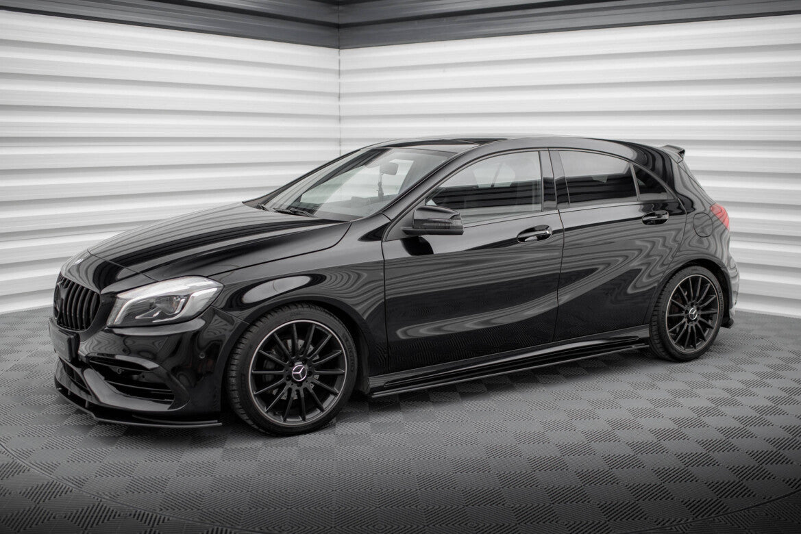 Street Pro Seitenschweller passend für Mercedes A AMG-Line W176 FL schwarz matt