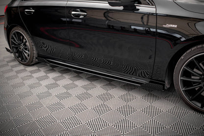 Street Pro Seitenschweller passend für Mercedes A35 AMG / AMG-Line Aero Pack W177 schwarz matt + Hochglanz Flaps
