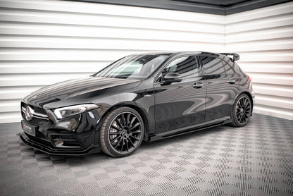 Street Pro Seitenschweller passend für Mercedes A35 AMG / AMG-Line Aero Pack W177 schwarz matt + Hochglanz Flaps