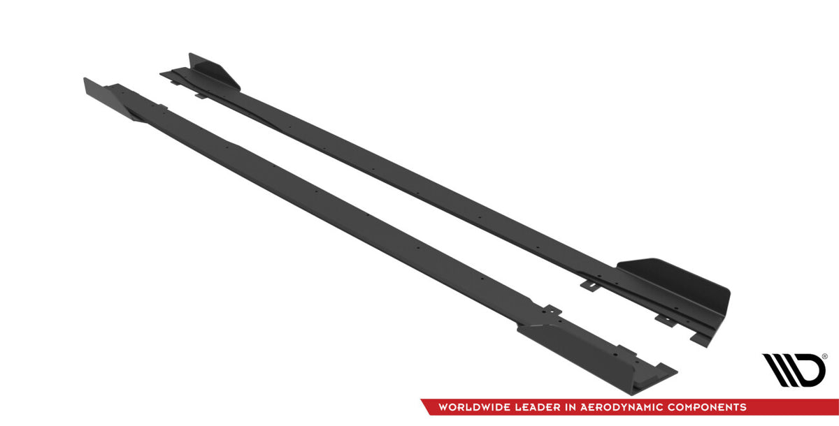 Street Pro Seitenschweller passend für Mercedes A35 AMG / AMG-Line Aero Pack W177 schwarz matt + Hochglanz Flaps