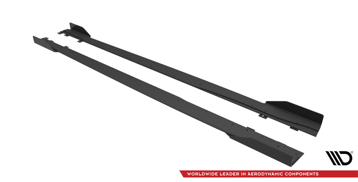 Street Pro Seitenschweller passend für Mercedes A35 AMG / AMG-Line Aero Pack W177 schwarz matt + Hochglanz Flaps