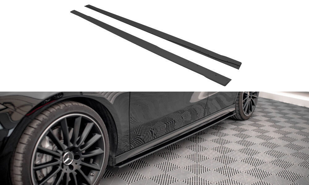 Street Pro Seitenschweller passend für Mercedes A35 AMG / AMG-Line Aero Pack W177 schwarz matt