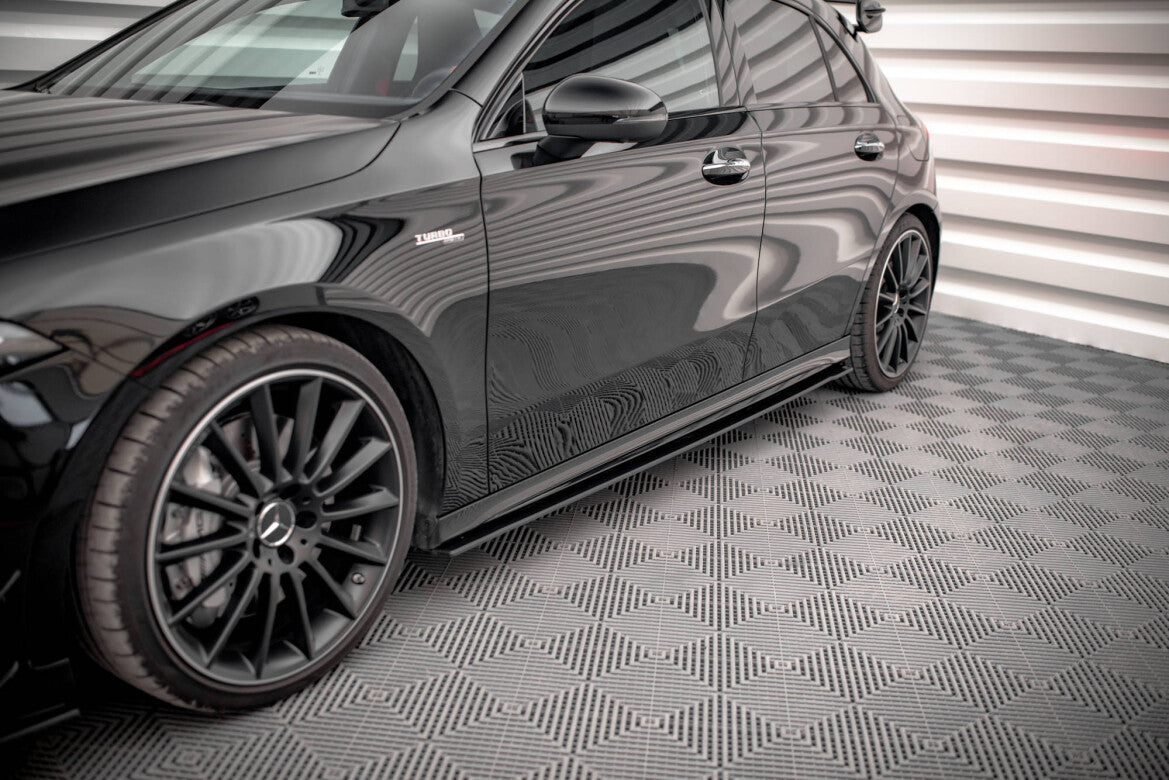 Street Pro Seitenschweller passend für Mercedes A35 AMG / AMG-Line Aero Pack W177 schwarz matt