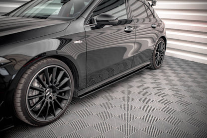 Street Pro Seitenschweller passend für Mercedes A35 AMG / AMG-Line Aero Pack W177 schwarz matt