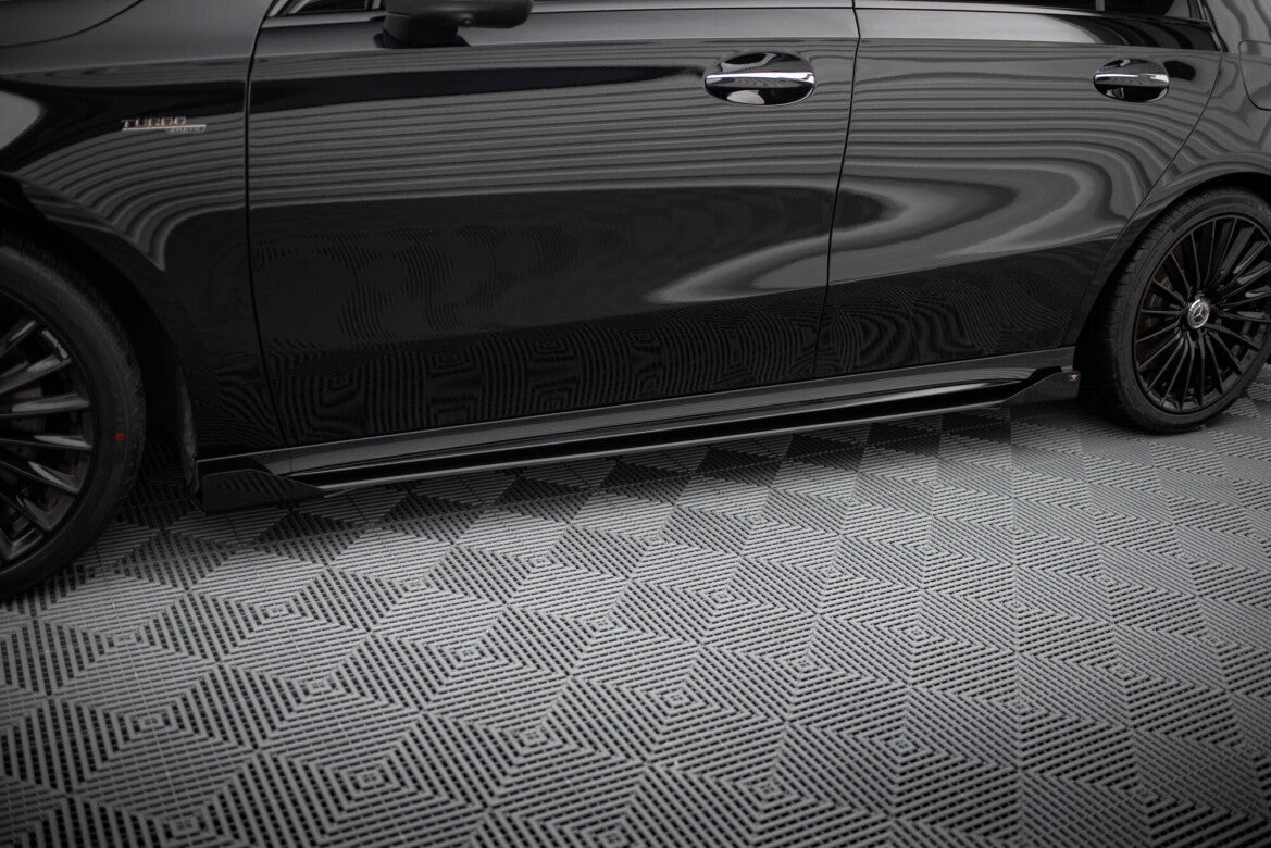 Street Pro Seitenschweller passend für Mercedes-AMG A35 W177 FL schwarz matt + Hochglanz Flaps