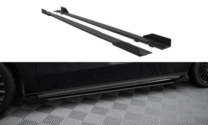 Street Pro Seitenschweller passend für Mercedes-AMG A35 W177 FL schwarz matt + Hochglanz Flaps