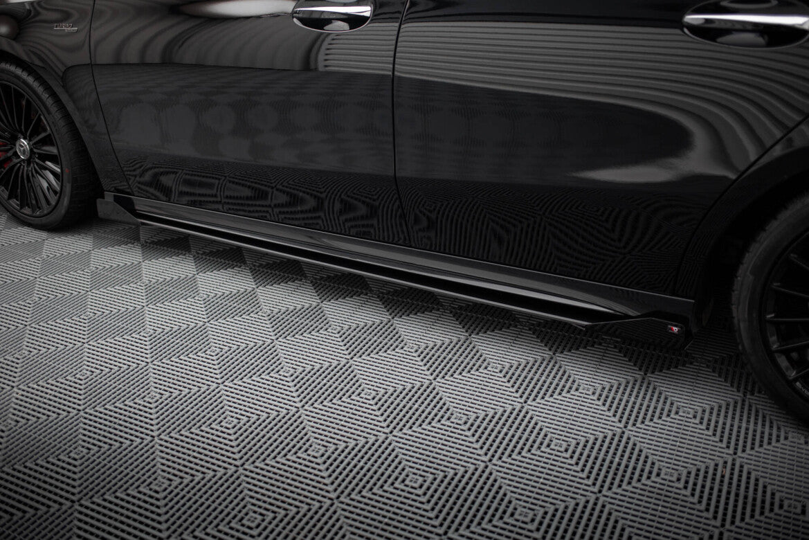 Street Pro Seitenschweller passend für Mercedes-AMG A35 W177 FL schwarz matt + Hochglanz Flaps