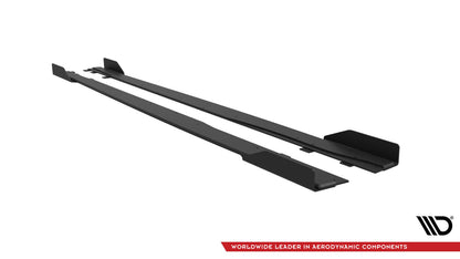 Street Pro Seitenschweller passend für Mercedes-AMG A35 W177 FL schwarz matt + Hochglanz Flaps