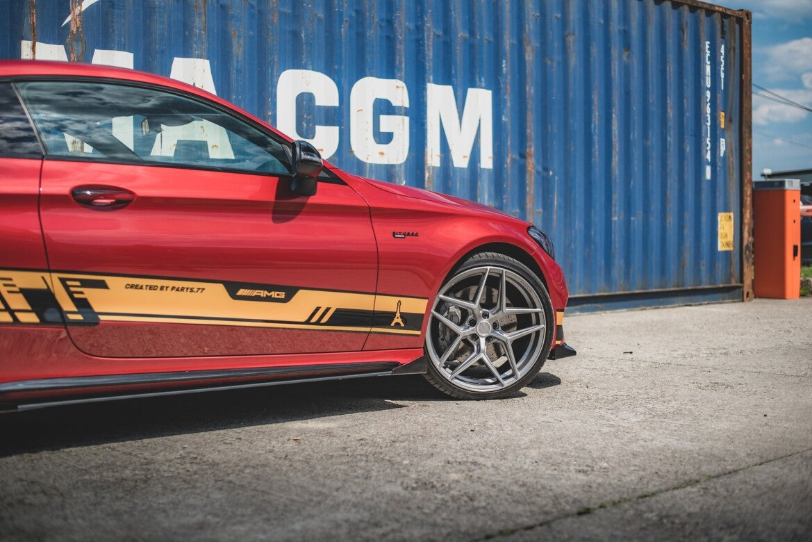 Street Pro Seitenschweller passend für Mercedes-AMG C43 / AMG-Line Coupe C205 schwarz matt Hochglanz + Flaps