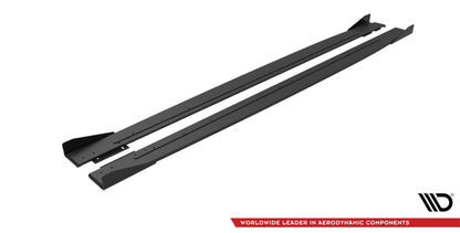 Street Pro Seitenschweller passend für Mercedes-AMG C43 Coupe / Cabrio C205 FL / A205 FL schwarz matt + Hochglanz Flaps