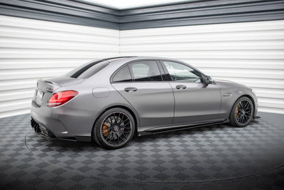 Street Pro Seitenschweller passend für Mercedes-AMG C63 Limousine / Kombi W205 FL schwarz matt + Hochglanz Flaps