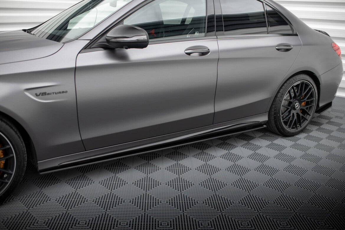 Street Pro Seitenschweller passend für Mercedes-AMG C63 Limousine / Kombi W205 FL schwarz matt