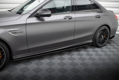 Street Pro Seitenschweller passend für Mercedes-AMG C63 Limousine / Kombi W205 FL schwarz matt
