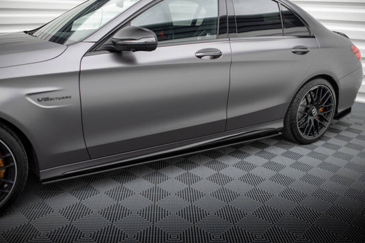 Street Pro Seitenschweller passend für Mercedes-AMG C63 Limousine / Kombi W205 FL schwarz matt