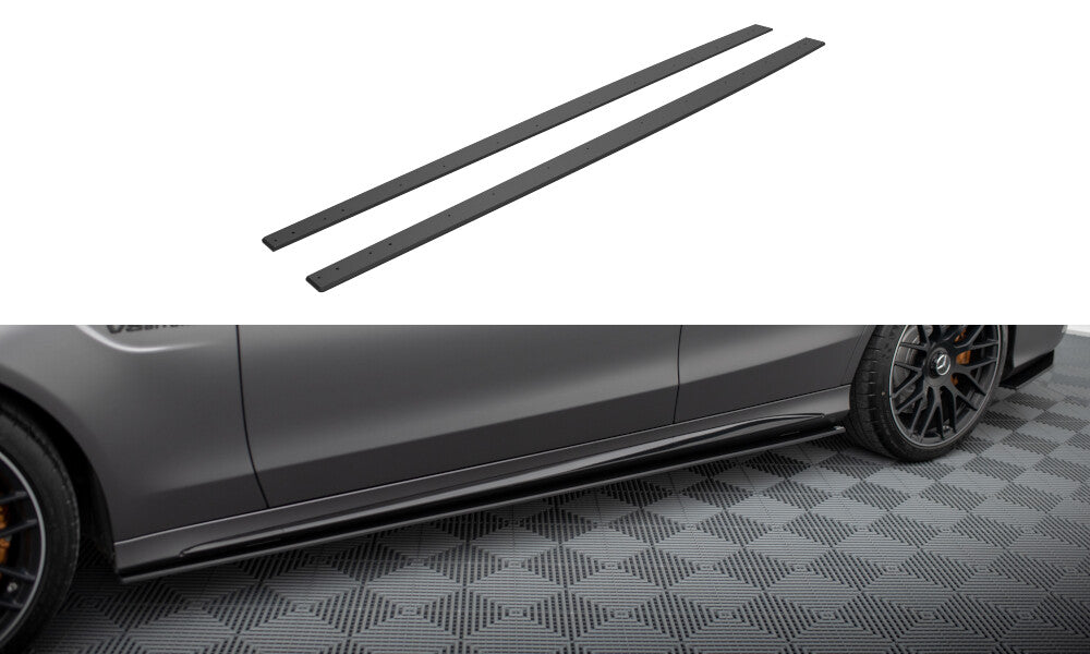 Street Pro Seitenschweller passend für Mercedes-AMG C63 Limousine / Kombi W205 FL schwarz matt
