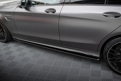 Street Pro Seitenschweller passend für Mercedes-AMG C63 Limousine / Kombi W205 FL schwarz matt