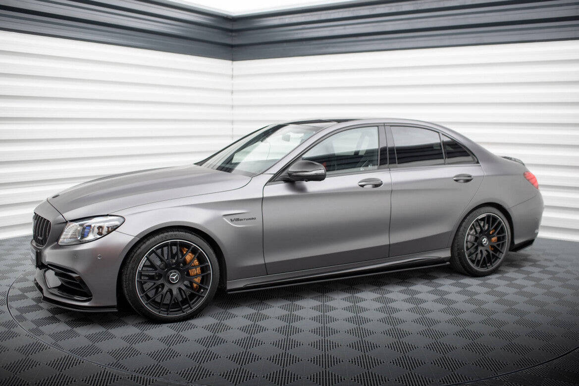 Street Pro Seitenschweller passend für Mercedes-AMG C63 Limousine / Kombi W205 FL schwarz matt
