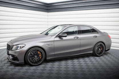 Street Pro Seitenschweller passend für Mercedes-AMG C63 Limousine / Kombi W205 FL schwarz matt