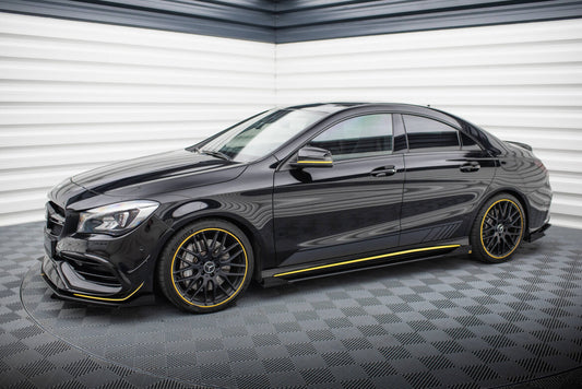 Street Pro Seitenschweller passend für Mercedes-AMG CLA 45 C117 FL schwarz matt + Hochglanz Flaps
