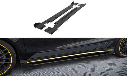 Street Pro Seitenschweller passend für Mercedes-AMG CLA 45 C117 FL schwarz matt + Hochglanz Flaps