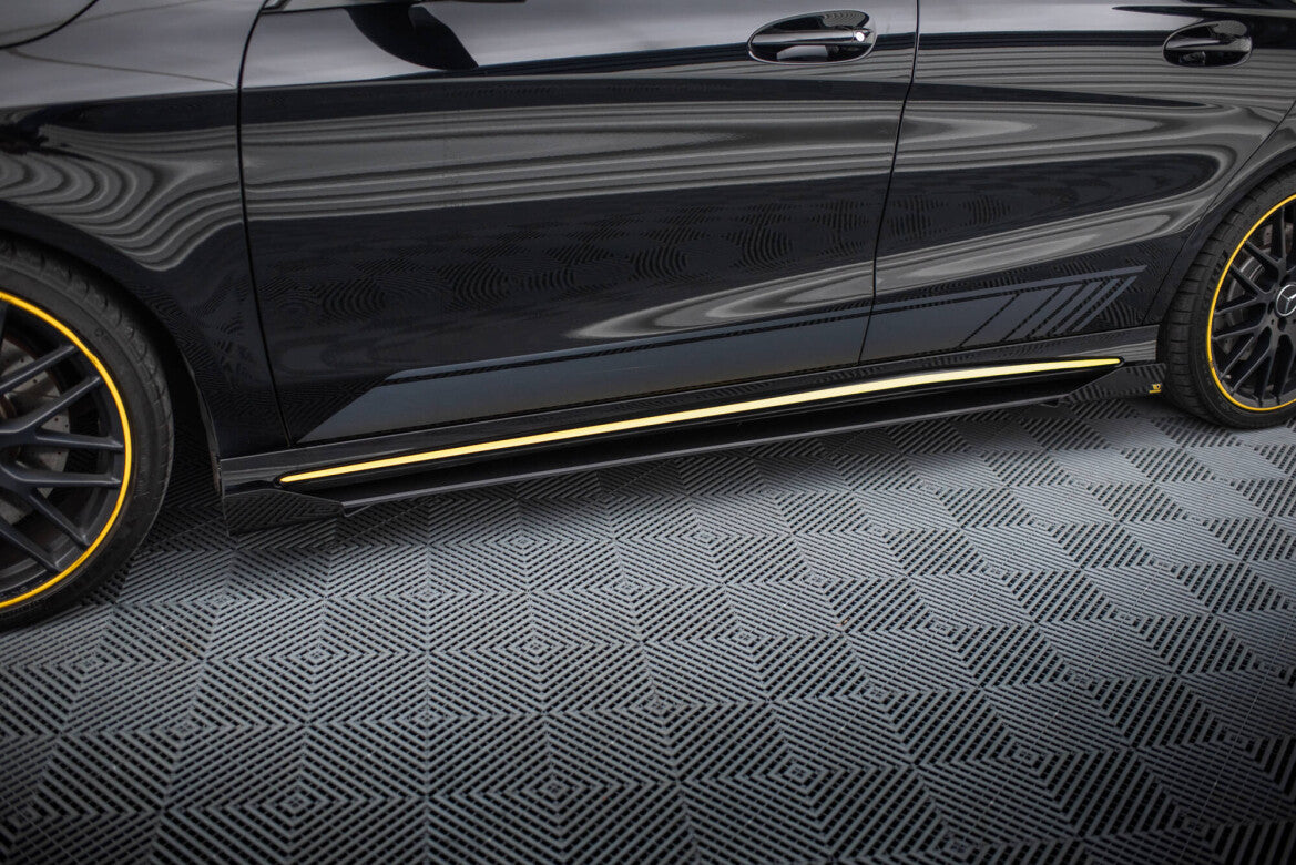 Street Pro Seitenschweller passend für Mercedes-AMG CLA 45 C117 FL schwarz matt + Hochglanz Flaps