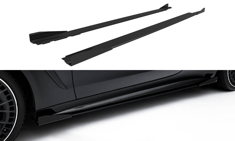 Street Pro Seitenschweller passend für Mercedes-AMG CLE 53 Aero C236 schwarz matt + Hochglanz Flaps