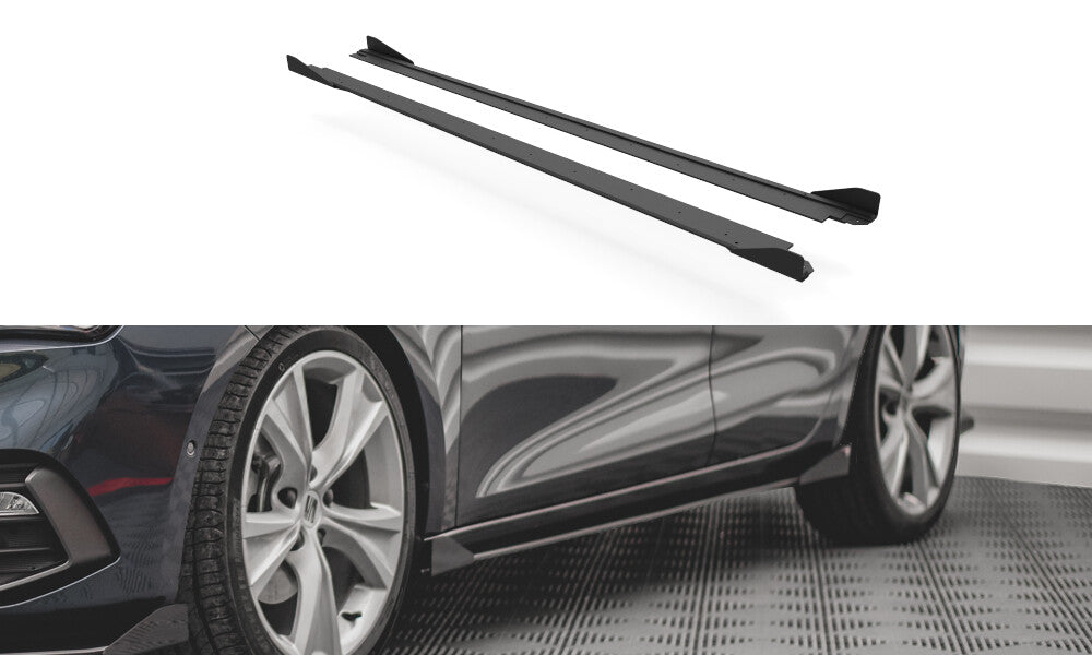 Street Pro Seitenschweller passend für Seat Leon FR Mk4 schwarz matt Hochglanz + Flaps