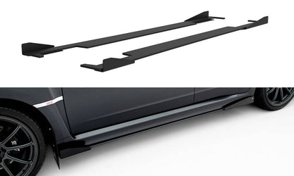 Street Pro Seitenschweller passend für Subaru Impreza WRX STI Mk3 FL schwarz matt + Hochglanz Flaps