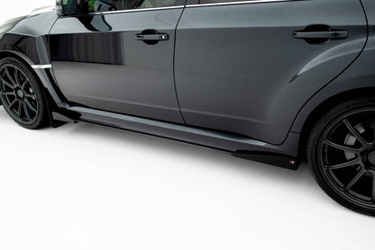 Street Pro Seitenschweller passend für Subaru Impreza WRX STI Mk3 FL schwarz matt + Hochglanz Flaps