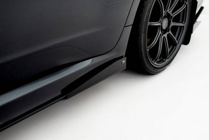 Street Pro Seitenschweller passend für Subaru Impreza WRX STI Mk3 FL schwarz matt + Hochglanz Flaps